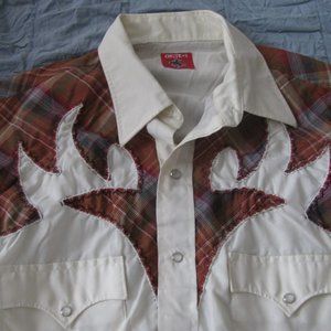 Chute #1 Men's  Embroidered Western Shirt Pearl Snap Button  Size large